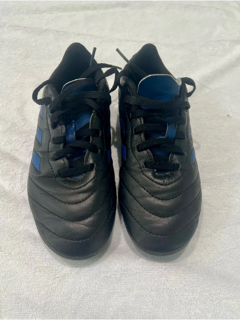 adidas Kids Black and Blue Soccer Cleats